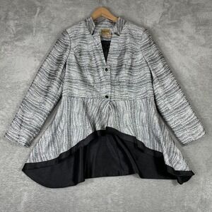 Midnight Velvet Blazer Jacket Womens 12 Silver Peplum High Low Metallic Formal
